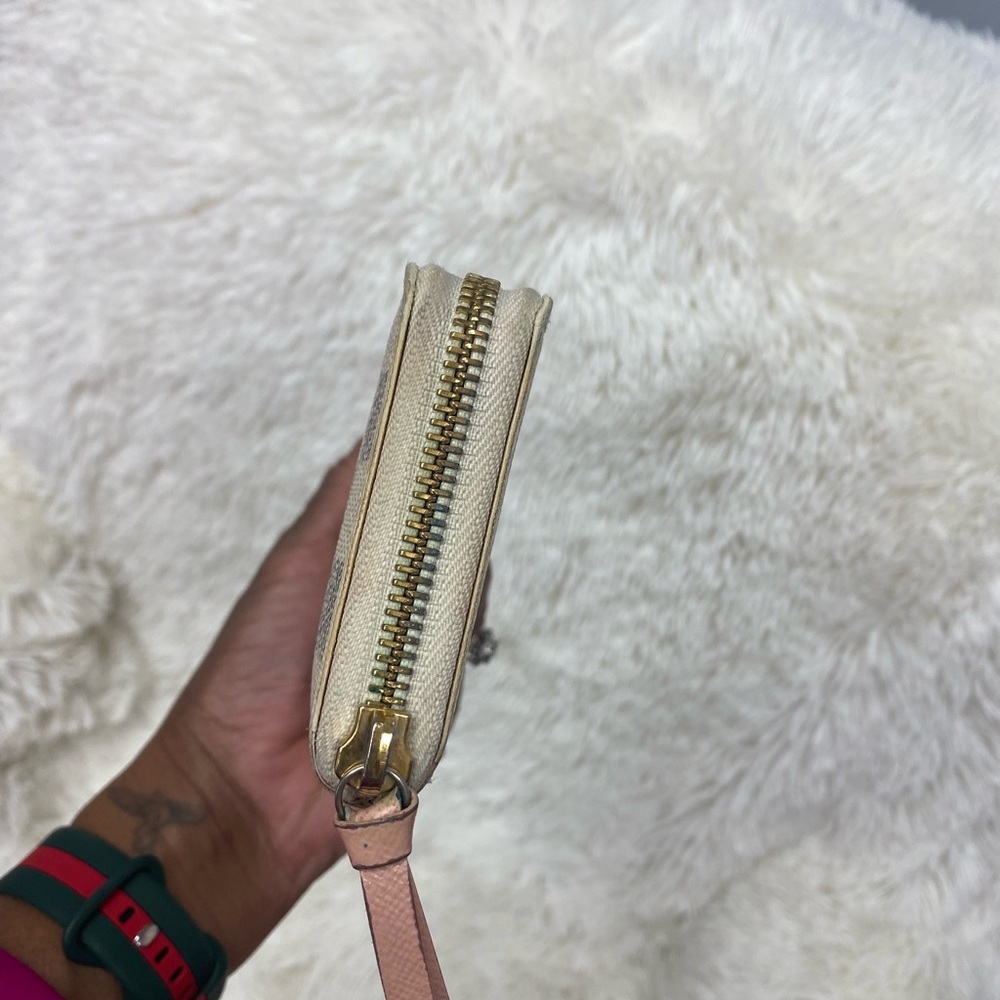 Louis Vuitton Damier Azur Wallet with pink interior